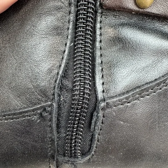 Womens Sandro Moscoloni Robin Belted Black Leather Cowboy Boots Size 7 M GUC - Picture 3 of 9